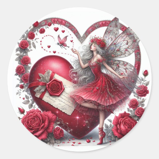 Adesivo Valentine's Day Fairy Heart Red White (Frente)