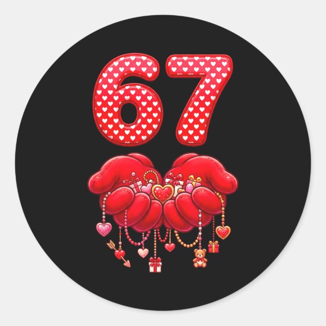 Adesivo Valentines Day Funny 67 Six Seven Valentine Heart  (Frente)