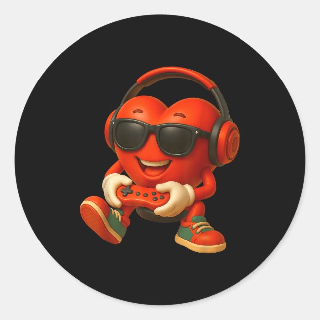 Adesivo Valentines Day Heart Gamer Video Gaming Boys Men K (Frente)