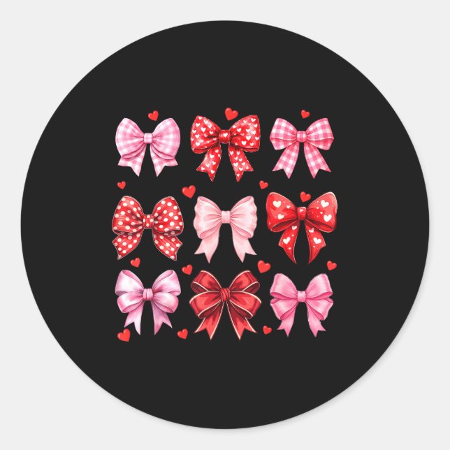 Adesivo Valentines Day Hearts Leopard Coquette Bow Women G (Frente)