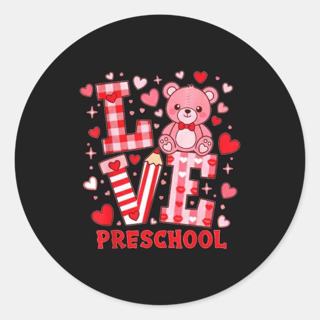 Adesivo Valentine's Day Love Pre School Teacher  (Frente)