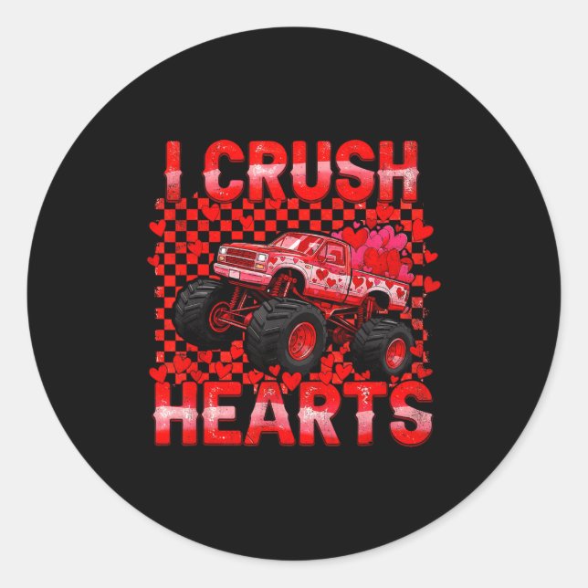 Adesivo Valentines Day Monster Truck Crush Hearts Toddler  (Frente)
