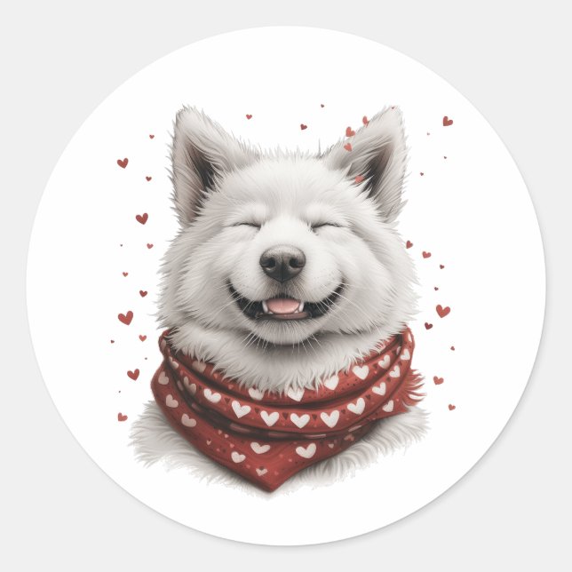 Adesivo Valentines Day Samoyed Dog (Frente)