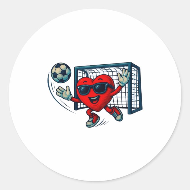 Adesivo Valentines Day Soccer Goalkeeper Funny Heart Boys  (Frente)