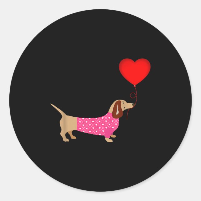 Adesivo Valentines Weiner Daschund Doxie In Dog Dress  (Frente)
