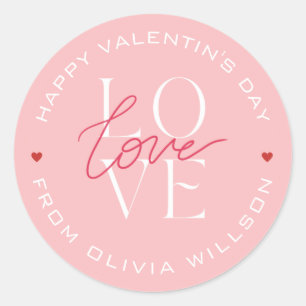Adesivo Valentins Day Love Typografia Rosa