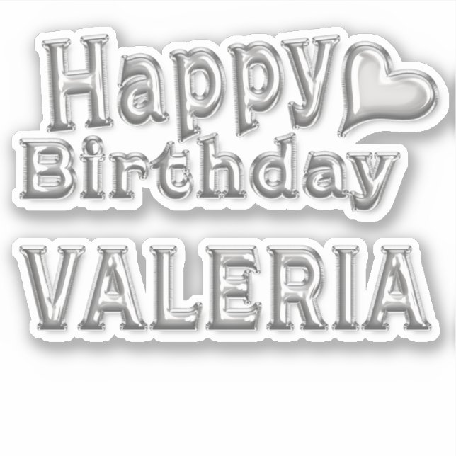 Adesivo Valeria Happy Birthday silver Aufkleber Sticker (Frente)