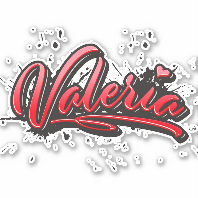 Adesivo Valeria red Heart Graffiti Aufkleber Sticker (Frente)