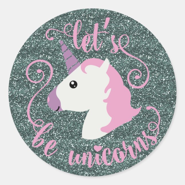 Adesivo Vamos Be Unicorns (glitter emoji) Stickers (Frente)