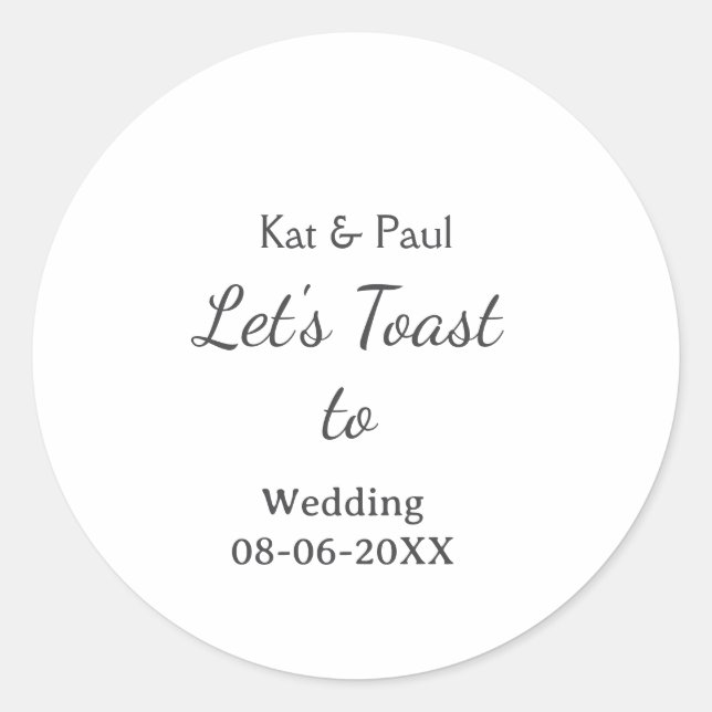 Adesivo Vamos brindar para casamento nome data simples cas (Frente)