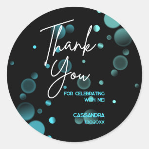 Adesivo Vamos Celebra Azul Bokeh Gradient Black Aniversári