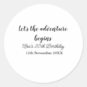 Adesivo vamos começar a aventura 20º aniversário adicionar