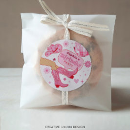 Adesivo Vamos de Festa de aniversário de vaqueira rosa Go 