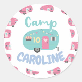 Adesivo Vamos Fazer Glamping Festa de Aniversário Feminina