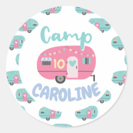 Adesivo Vamos Fazer Glamping Nome do Acampamento de Menina