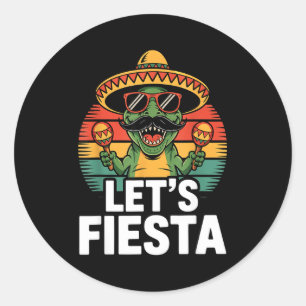 Adesivo Vamos festejar sombrero dinossauro maracas cinco d