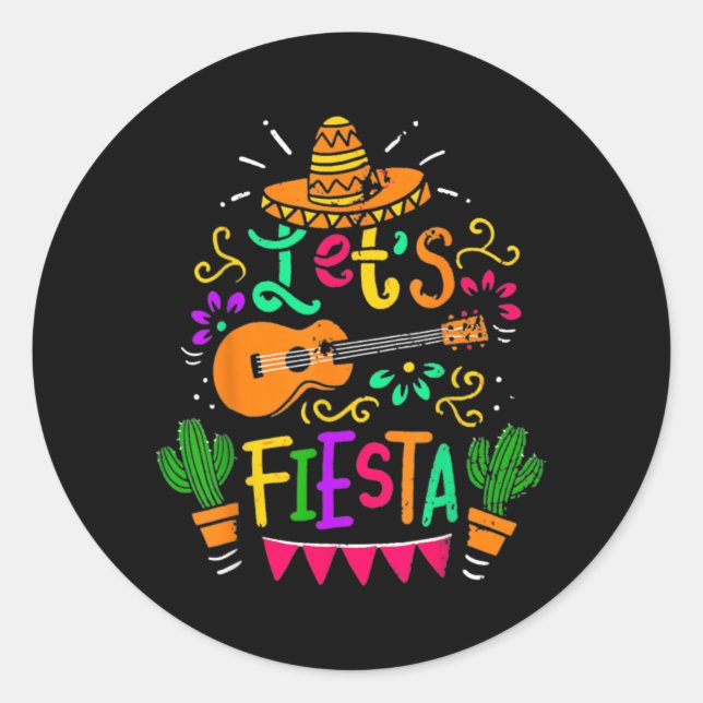 Adesivo Vamos Fiesta Cinco De Mayo - Violão Mexicano (Frente)