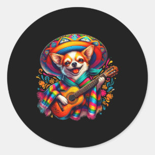 Adesivo Vamos Fiesta Cute Chihuahua Jogando Violão Cinco D