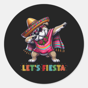 Adesivo Vamos Fiesta Dabbing Bulldog Sombrero Poncho Cinco