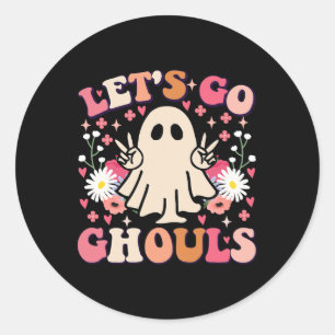 Adesivo Vamos Go Ghouls Retro Fantasma Floral Groovy Hallo