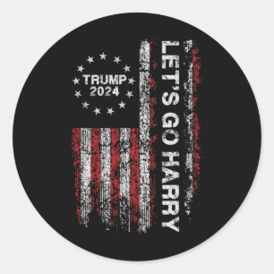 Adesivo Vamos Harry Divertido Trump 2024 Bandeira dos EUA 