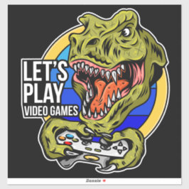 Adesivo Vamos jogar videos games, Dinossauro Vinheta