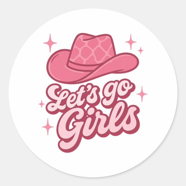 Adesivo Vamos Lá Garotas Chapéu de Cowgirl Rosa (Frente)