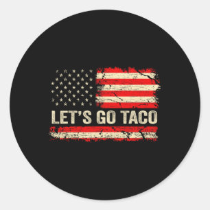 Adesivo Vamos Lá Taco Divertido Retro Bandeira Dos EUA Vam