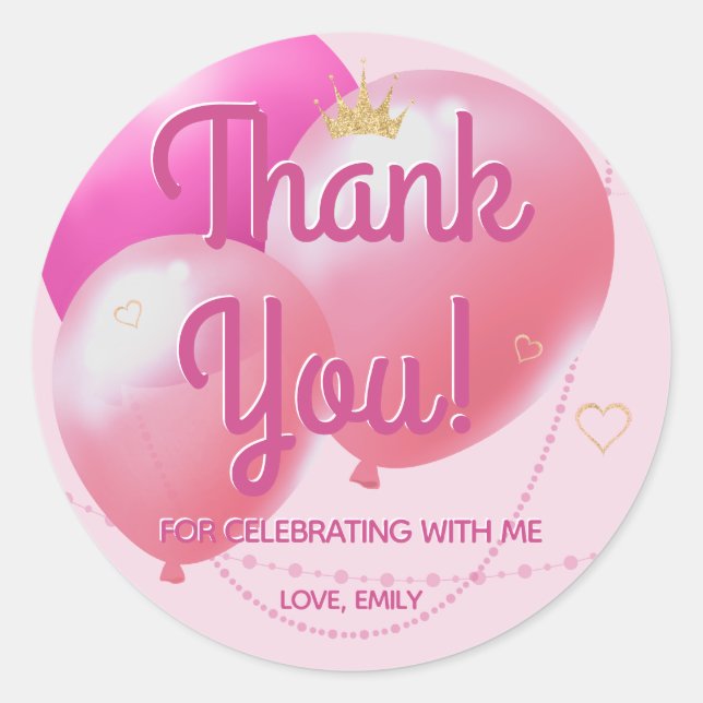 Adesivo Vamos Party Glam Pink Obrigado (Frente)