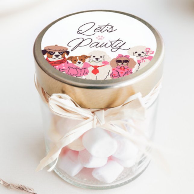 Adesivo Vamos Pawty Girls Rosa Puppy Aniversário (Criador carregado)