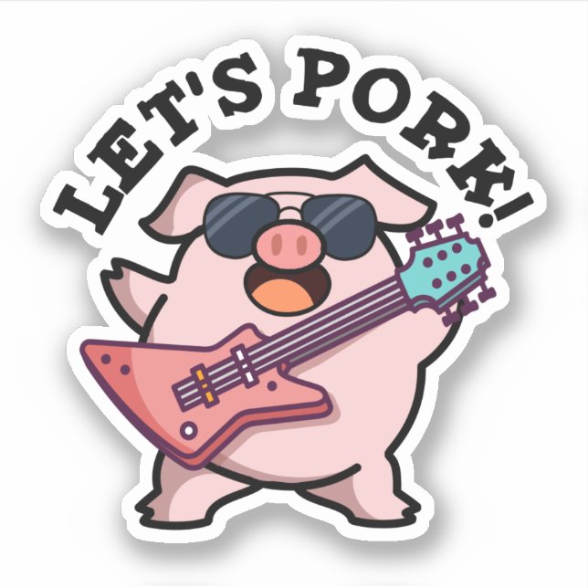 Adesivo Vamos Pork Funny Rock Guitar Pun (Frente)