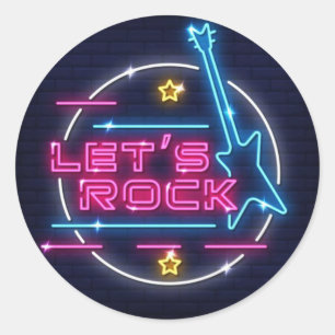 Adesivo Vamos Rock Retro Neon Round