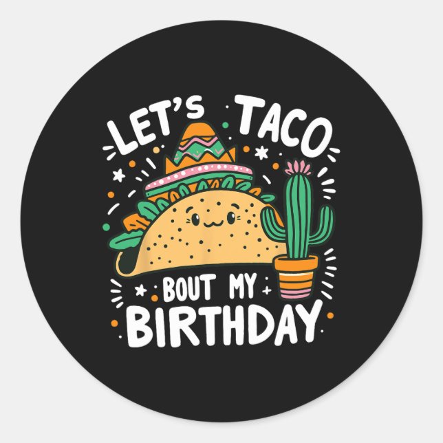 Adesivo Vamos Taco Sobre Meu Aniversário do Partido Taco M (Frente)