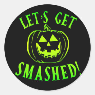Adesivo Vamos tomar um Abobora Verde Esmagado de Halloween