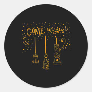 Adesivo Vamos Voar Engraçado Feliz Halloween Bruxa Hocus P