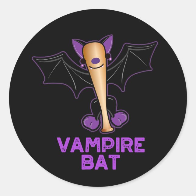 Adesivo Vampiro Bat Funny Baseball Pun Dark BG (Frente)