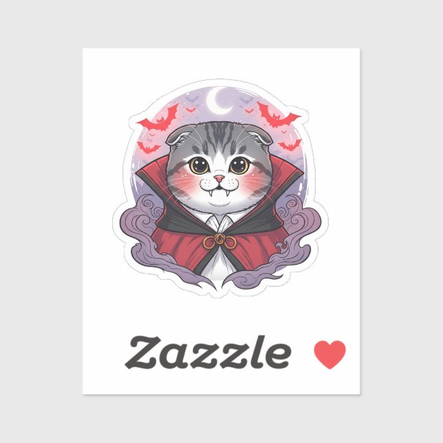 Adesivo Vampiro Dobrado - Gato de Gato de Vampiro Escocês, (Folha)