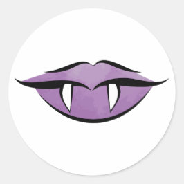 Adesivo Vampiro Lábios Gótico Halloween Aniversário Round 
