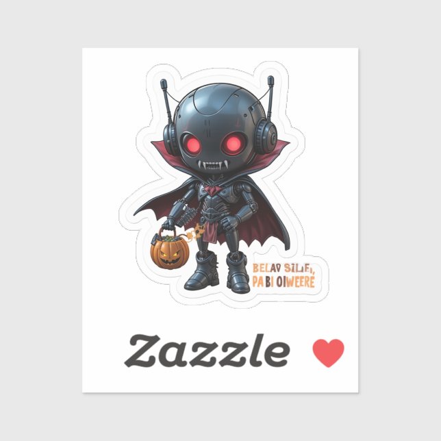 Adesivo Vampiro Negro Robô Vinil Futurístico Deco de Hallo (Folha)