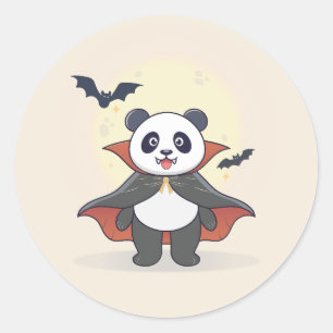 Adesivo Vampiro Panda Fofo com Cape e Morcegos