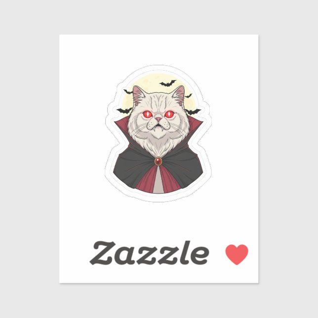 Adesivo Vampiro Persa - Dia das Bruxas de Gato Persa (Folha)