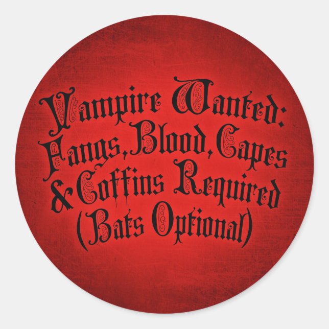 Adesivo Vampiro Procurado (Frente)