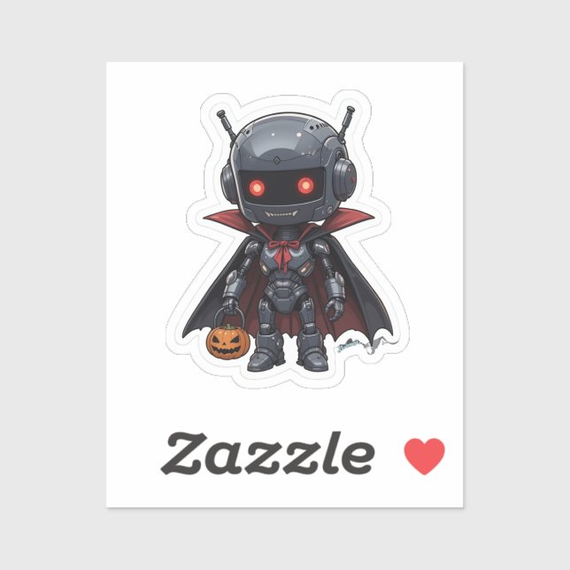 Adesivo Vampiro Robô Vinil Sticker Cute Halloween Sci-Fi (Folha)