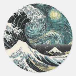Adesivo Van Gogh A Noite Estrelada - Hokusai A Onda Do Exc