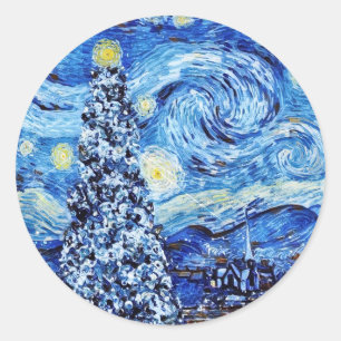 Adesivo Van Gogh - A Noite Estrelada - T-Sh Natal Branco