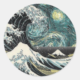 Adesivo Van Gogh a noite estrelado - Hokusai a grande onda