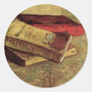 Adesivo Van Gogh; Ainda vida com três livros, arte do