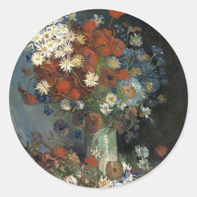 Adesivo Van Gogh ainda vive com flores e Rosas (Frente)