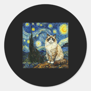 Adesivo Van Gogh Arte Noite Estrelada - Gato Ragdoll Diver