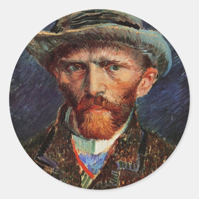 Adesivo Van Gogh; Autorretrato com Chapéu de Feltro Cinza (Frente)